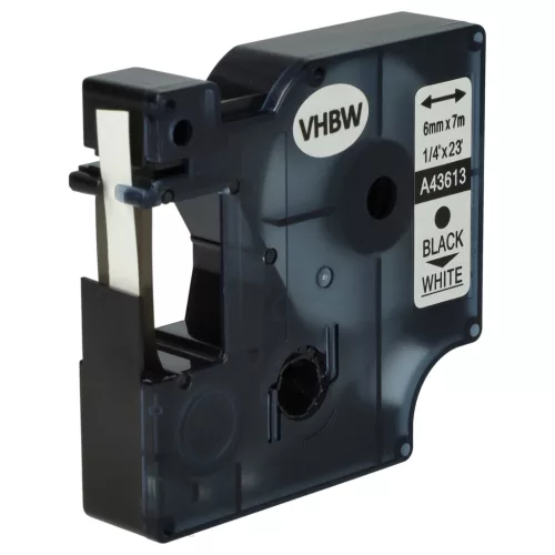 VHBW Label Tape Dymo D1, 43613 - 6 mm Black/White