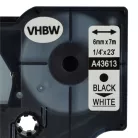 VHBW Label Tape Dymo D1, 43613 - 6 mm Black/White