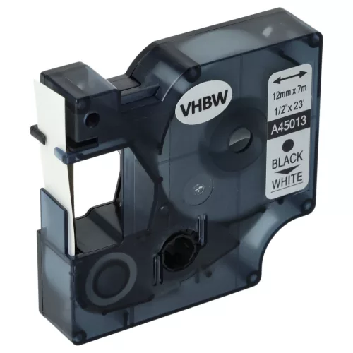 VHBW Label Tape S0720530, D1 - 12 mm Black/White
