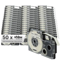 VHBW Etikettband Casio XR-6WE1, XR-6WE - 6 mm schwarz-weiß