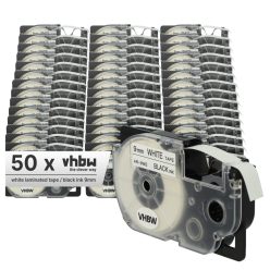   VHBW Etikettenband Casio XR-9WE1, XR-9WE - 9 mm Schwarz/Weiß