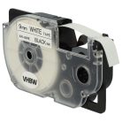 VHBW Etikettenband Casio XR-9WE1, XR-9WE - 9 mm Schwarz/Weiß