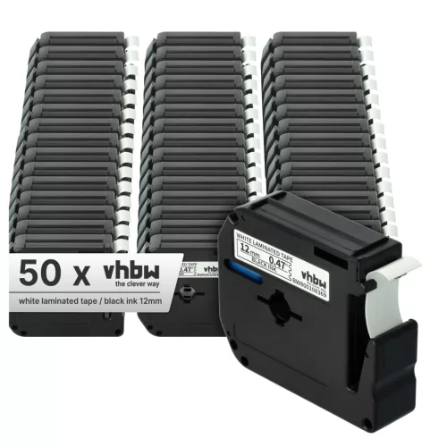 VHBW Label Tape Brother M-K231 replacement - 12 mm black-white