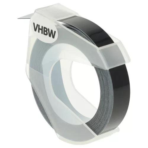 VHBW 3D Embossed Label Tape Dymo 520109, 0898130, S0898130 replacement - 9 mm White-Black