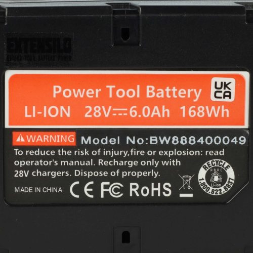 VHBW Elektromos kéziszerszámgép akkumulátor AEG / Milwaukee 48-11-1830, 48-11-2830 - 6000 mAh, 28 V, Li-Ion akkumulátort
