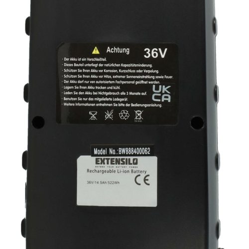 VHBW E-Bike Battery for Haibike B94-20, B0S-20, PASB2, PASB5, B0S-21 - 14.5 Ah 36 V Li-Ion, Black