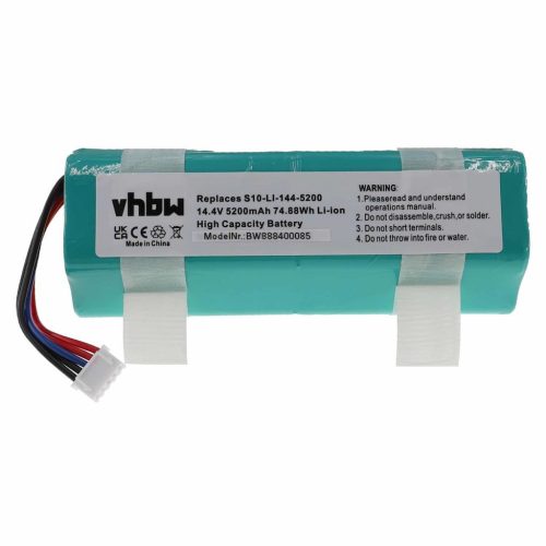 VHBW Akku für Ecovacs 201-1913-4200, 201-1913-4201, S10-Li-144-5200 - 5200 mAh, 14,4 V, Li-Ion
