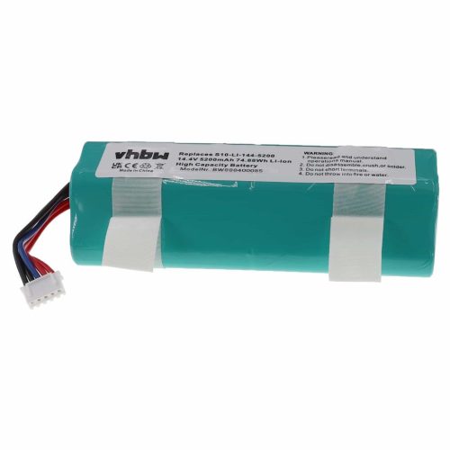 VHBW Akku für Ecovacs 201-1913-4200, 201-1913-4201, S10-Li-144-5200 - 5200 mAh, 14,4 V, Li-Ion