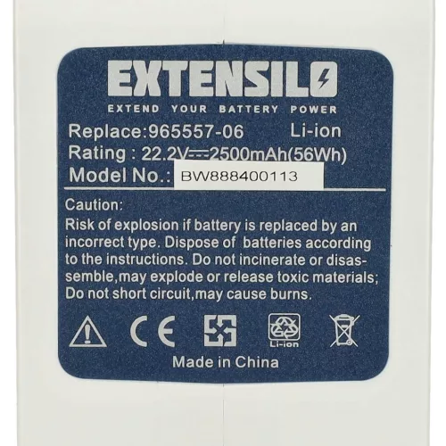 VHBW Battery for Dyson 17083-5010, 17083-3009, 17083-3511, 202932-02 - 2500 mAh, 22.2 V, Li-Ion