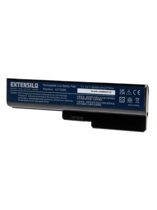 Notebook akkumulátor  Lenovo 42T4726, 42T4725, 57Y6266, 51J0226 - 6000 mAh 11,1 V Li-Ion, fekete