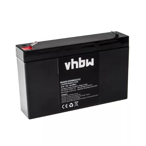 VHBW Bordakku für Wohnwagen, Boot, Wohnmobile, Solarsysteme - 7 Ah 6,4 V LiFePO4