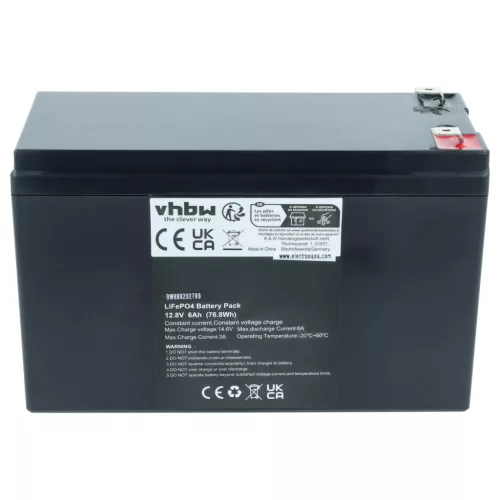 VHBW Battery for Caravan, Boat, Motorhomes, Solar Systems - 6 Ah 12.8 V LiFePO4