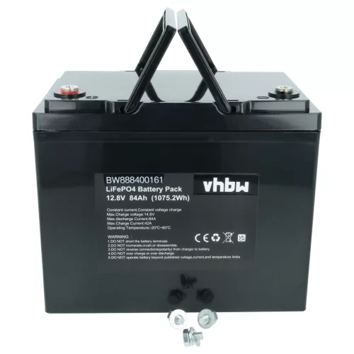 VHBW Built-in Battery for Caravan, Boat, Motorhomes, Solar Systems - 84 Ah 12.8 V LiFePO4