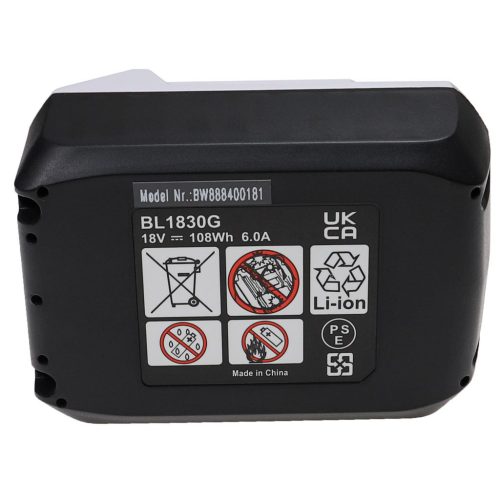 VHBW Electric Power Tool Battery for Makita BL1813G, 198186-3, 196367-3, 195608-4 - 6000 mAh, 18 V, Li-Ion
