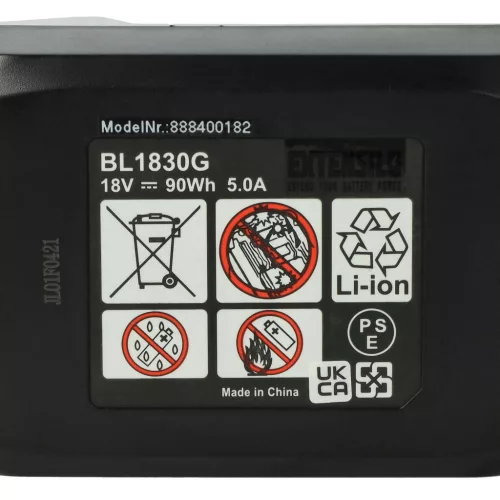 VHBW Electric Power Tool Battery for Makita 195608-4, 198186-3, 196367-3, BL1813G - 5000 mAh, 18 V, Li-Ion