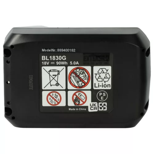 VHBW Electric Power Tool Battery for Makita 195608-4, 198186-3, 196367-3, BL1813G - 5000 mAh, 18 V, Li-Ion