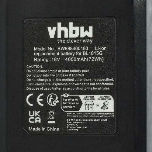 VHBW Elektromos kéziszerszámgép akkumulátor Makita 195608-4, 198186-3, 196367-3, BL1813G - 4000 mAh, 18 V, Li-Ion