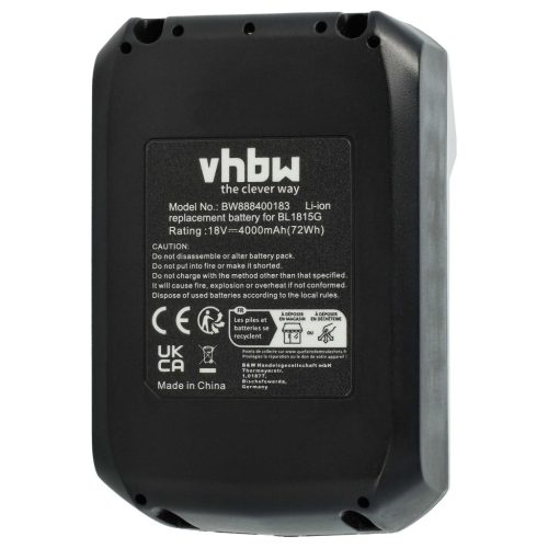 VHBW Elektromos kéziszerszámgép akkumulátor Makita 195608-4, 198186-3, 196367-3, BL1813G - 4000 mAh, 18 V, Li-Ion