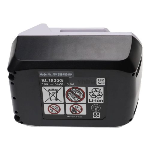 VHBW Electric Power Tool Battery Makita 195608-4, 198186-3, 196367-3, BL1813G - 3000 mAh, 18 V, Li-Ion