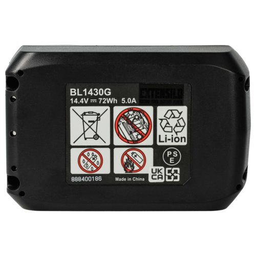 VHBW Electric Power Tool Battery for Makita BL1415G, BL1413G, 196375-4, BL1411G - 5000 mAh, 14.4 V, Li-Ion