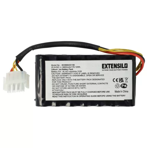 VHBW AL-KO Lawn Mower Battery - 440530, 441347, 441188, 20196003, 474011 - 6800 mAh 25.9 V Li-Ion