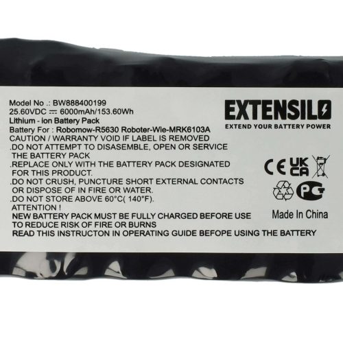 VHBW Robomow MRK6105A Fűnyíró Akkumulátor - 6000 mAh 25,6 V Li-Ion