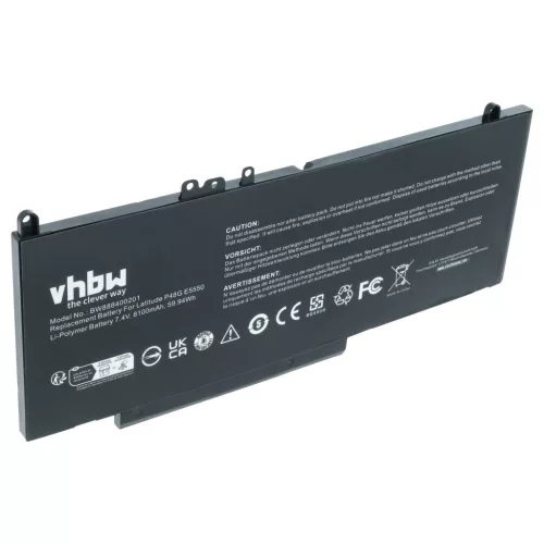 VHBW Notebook Battery 079VRK, 0G5M10, 1KY05, 0WYJC2, 451-BBLN, 451-BBLL - 8100 mAh 7.6 V Li-polymer