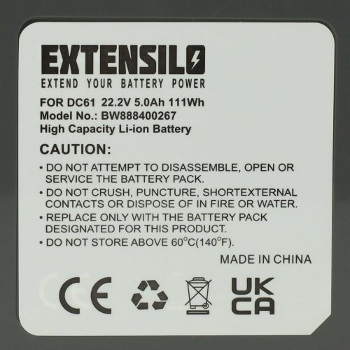 VHBW Battery for Dyson 61034-01, 205794-01/04, 61034-03, 62350-07/02 - 5000 mAh, 22.2 V, Li-Ion
