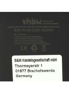   Akkumulátor Bosch 2607300002 / GSR 9.6VET / PSR 9.6V fúróhoz és csavarhúzóhoz - 9.6V, NiMH, 1500mAh