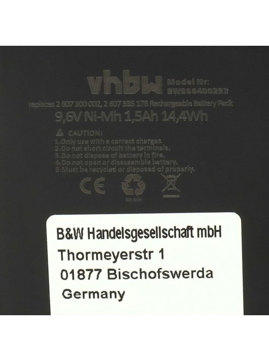 Akkumulátor Bosch 2607300002 / GSR 9.6VET / PSR 9.6V fúróhoz és csavarhúzóhoz - 9.6V, NiMH, 1500mAh