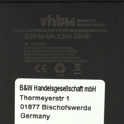 VHBW Elektromos kéziszerszámgép akkumulátor Bosch GSR 9.6V, GSB 9.6VE, PSR 9.6V csavarhúzókhoz