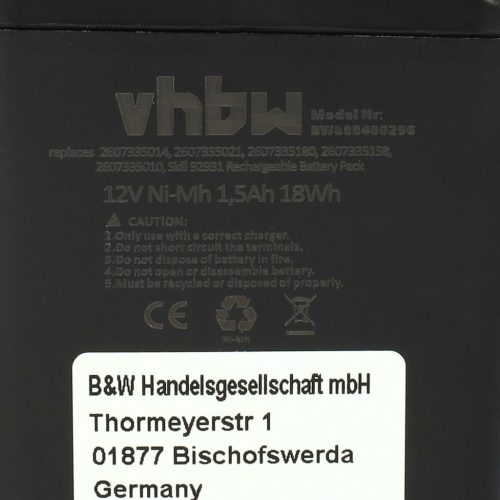 Elektromos kéziszerszámgép akkumulátor Bosch GBM 12VE, ORGAPACK OR-T50, Signode BHC2300 eszközökhöz - 12V, Ni-MH, 1500mAh