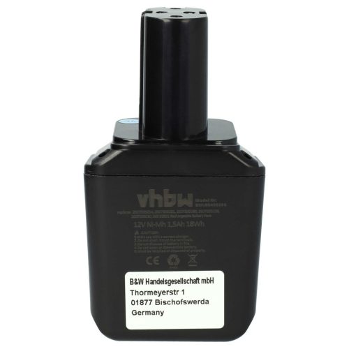 VHBW Elektromos kéziszerszámgép akkumulátor Bosch GBM 12VE, ORGAPACK OR-T50, Signode BHC2300 eszközökhöz - 12V, Ni-MH, 1500mAh