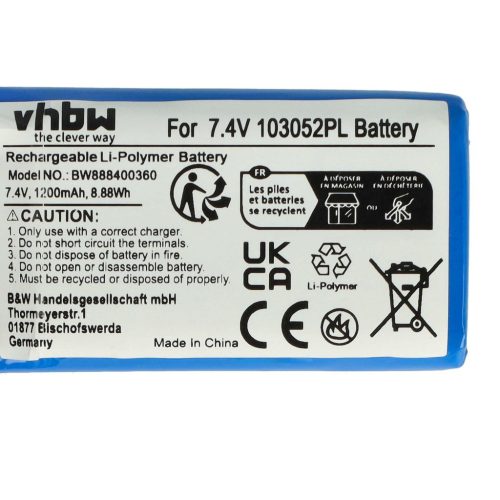 VHBW Model Maker Tool Battery - 1200 mAh 7.4 V Li-Polymer, T-System AWG16