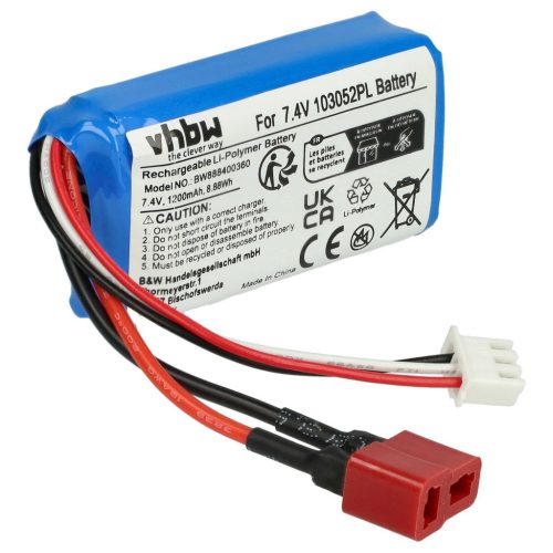 VHBW Model Maker Tool Battery - 1200 mAh 7.4 V Li-Polymer, T-System AWG16