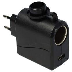   VHBW Autós Adapter 12 V Autós Töltő - 220 V Hálózati Tápellátás - 3000 mA, USB Porttal