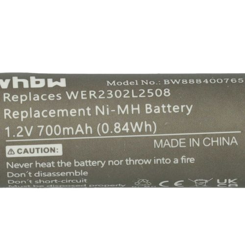 VHBW Electric Shaver Battery for Panasonic WER2302L2508 - 700 mAh 1.2 V NiMH