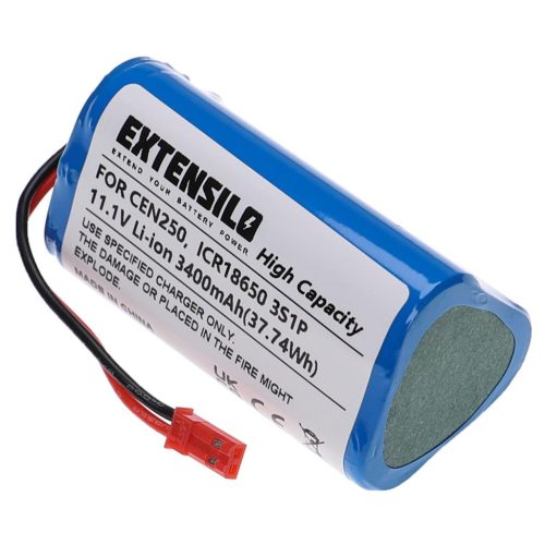 VHBW Akku für Ecovacs ICR18650 3S1P - 3400 mAh, 11,1 V, Li-Ion