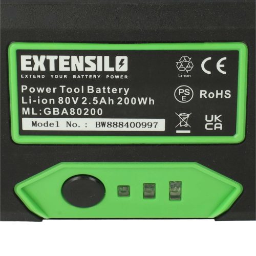 VHBW Lawn Mower Battery Greenworks 80V Max, 2901302, 2901207 - 2500 mAh 80 V Li-Ion, black/green