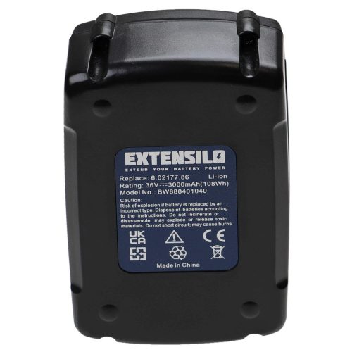 VHBW Elektromos kéziszerszámgép akkumulátor  Metabo 6.02177.86, 6.00795.68, 6.00795.00 - 3000 mAh, 36 V, Li-Ion akkumulátort