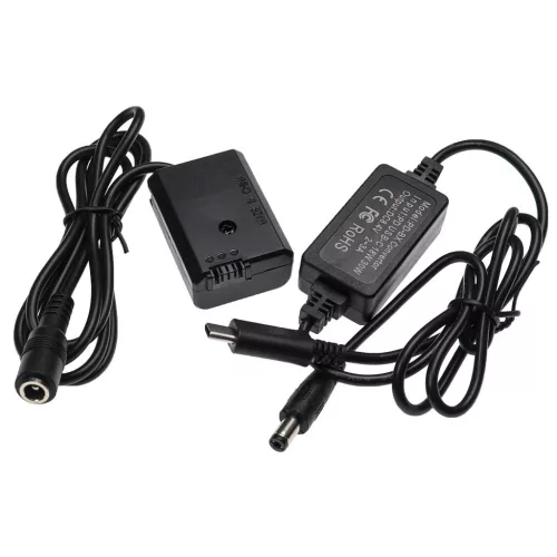 VHBW USB Power Supply AC-PW20 for Camera + DC Connector, like Sony NP-FW50 - 2 m, 8.4 V 3.0 A