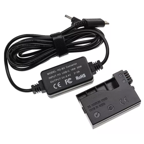 VHBW USB power supply ACK-E8 for Camera + DC connector, Canon DR-E8 - 2 m, 8.4 V 3.0 A