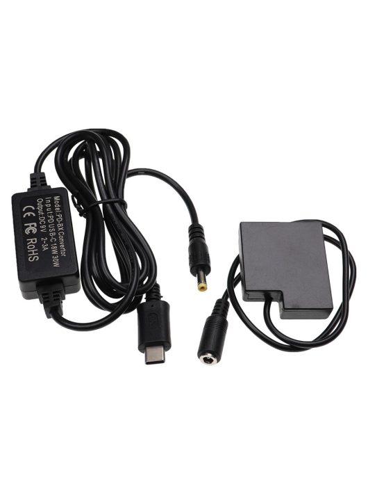  USB tápegység DMW-AC8 kamerához + DC csatoló, Panasonic DMW-DCC15 - 2 m, 9 V 3,0 A