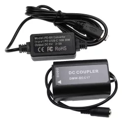   VHBW USB-Netzteil DMW-AC8 für Kamera + DC-Adapter, Panasonic DMW-DCC17 - 2 m, 9 V 3,0 A
