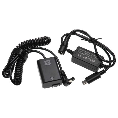 VHBW USB power supply AC-PW20 for camera + DC connector, like Sony NP-FW50 - 2 m, 8.4 V 3.0 A