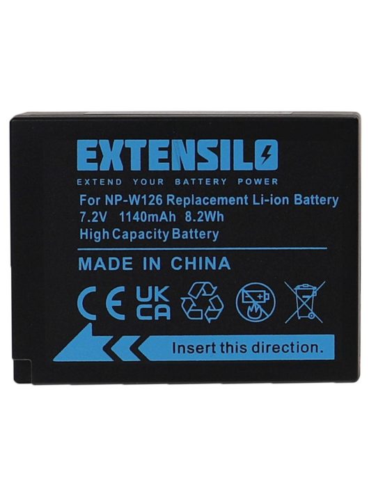 Fujifilm NP-W126, NP-W126s akkumulátor - 1140 mAh, 7,2 V, Li-Ion