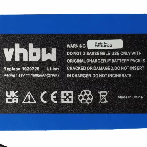 Yard Force 1920726 Lawn Mower Battery - 1500 mAh 18 V Li-Ion