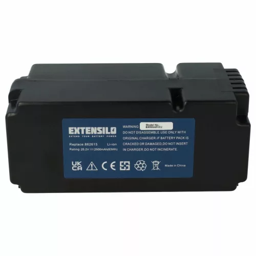 Yard Force Lawn Mower Battery 862601, 862615, 0862622, 0862622001 - 2500mAh 25.2V Li-Ion