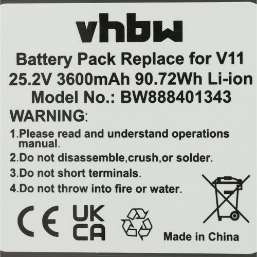 VHBW Battery for Dyson 970425-01, 970938-01 - 3600 mAh, 25.2 V, Li-Ion