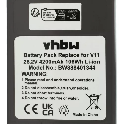 VHBW Battery for Dyson 970425-01, 970938-01 - 4200 mAh, 25.2 V, Li-Ion